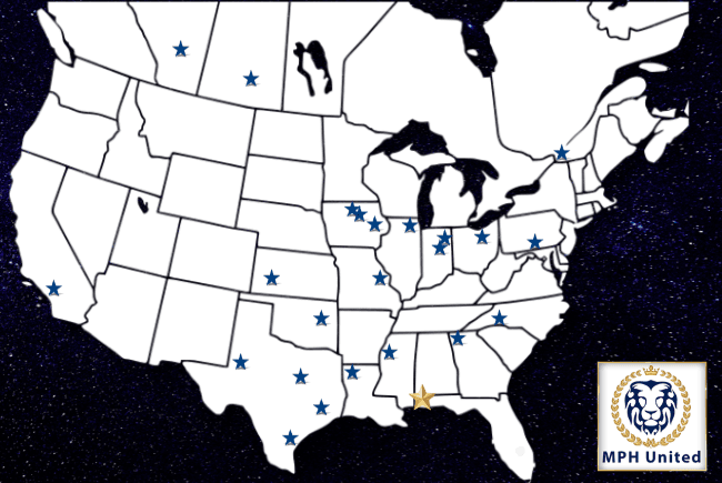 Map illustrating MPH United's facility presence across North America.